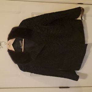 Vintage Persian Lamb Black Coat Fur Collar Ben Schiller Fine Furs